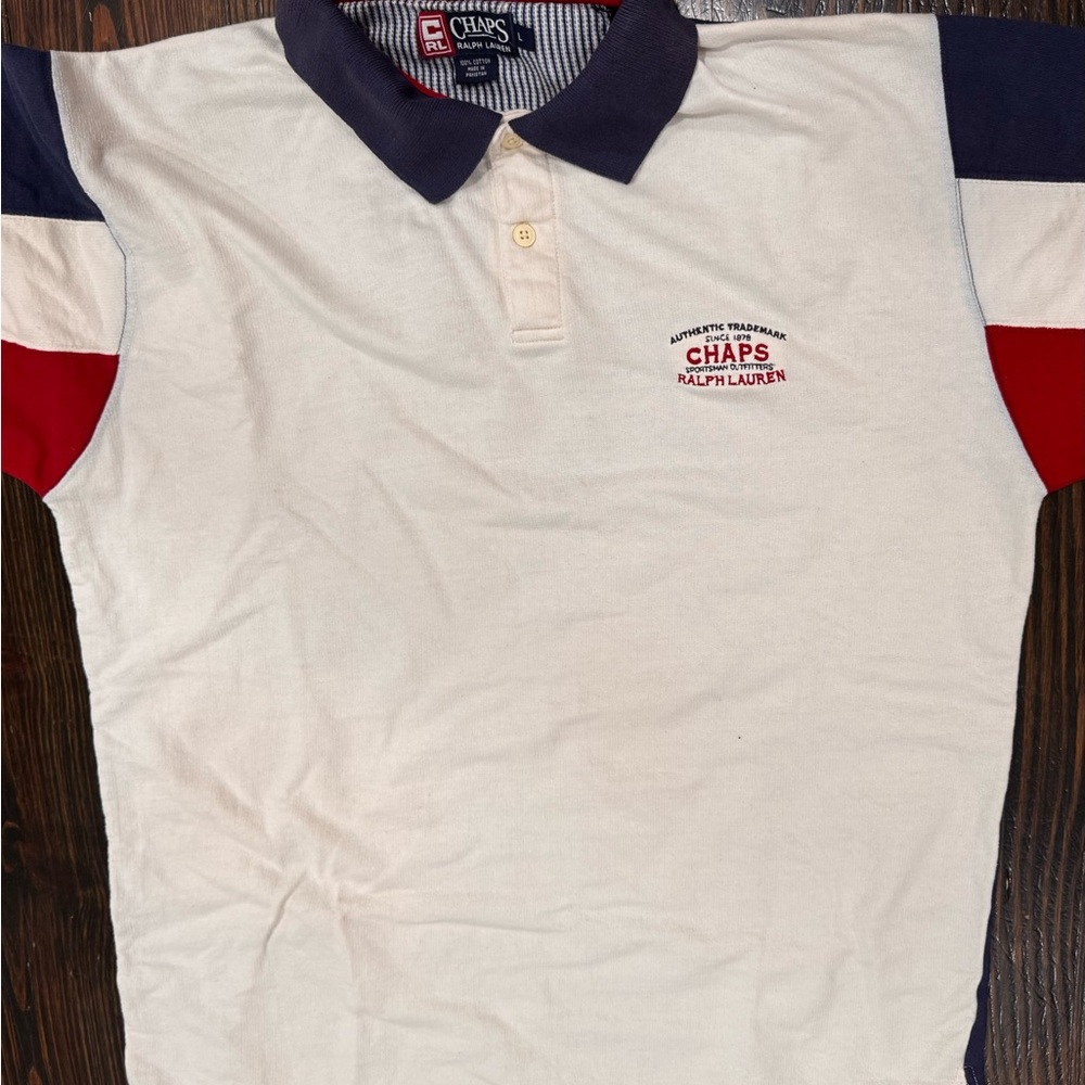 Ralph Lauren Chaps Polo Men’s Size Large White Red Blue